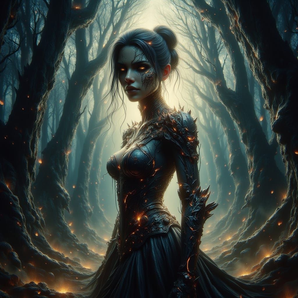 Steampunk Explorer in Ancient Forest, Romanticism Style