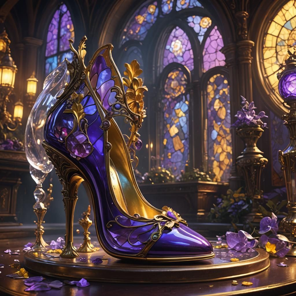 Cinderella's Glass Slipper in Dark Fantasy Style
