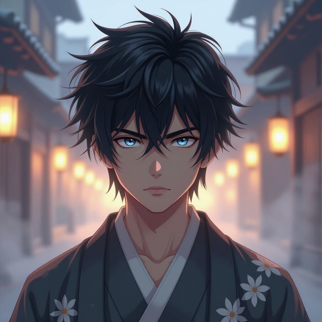 Anime Concept Art of Hayato Takemura in Moody Lighting