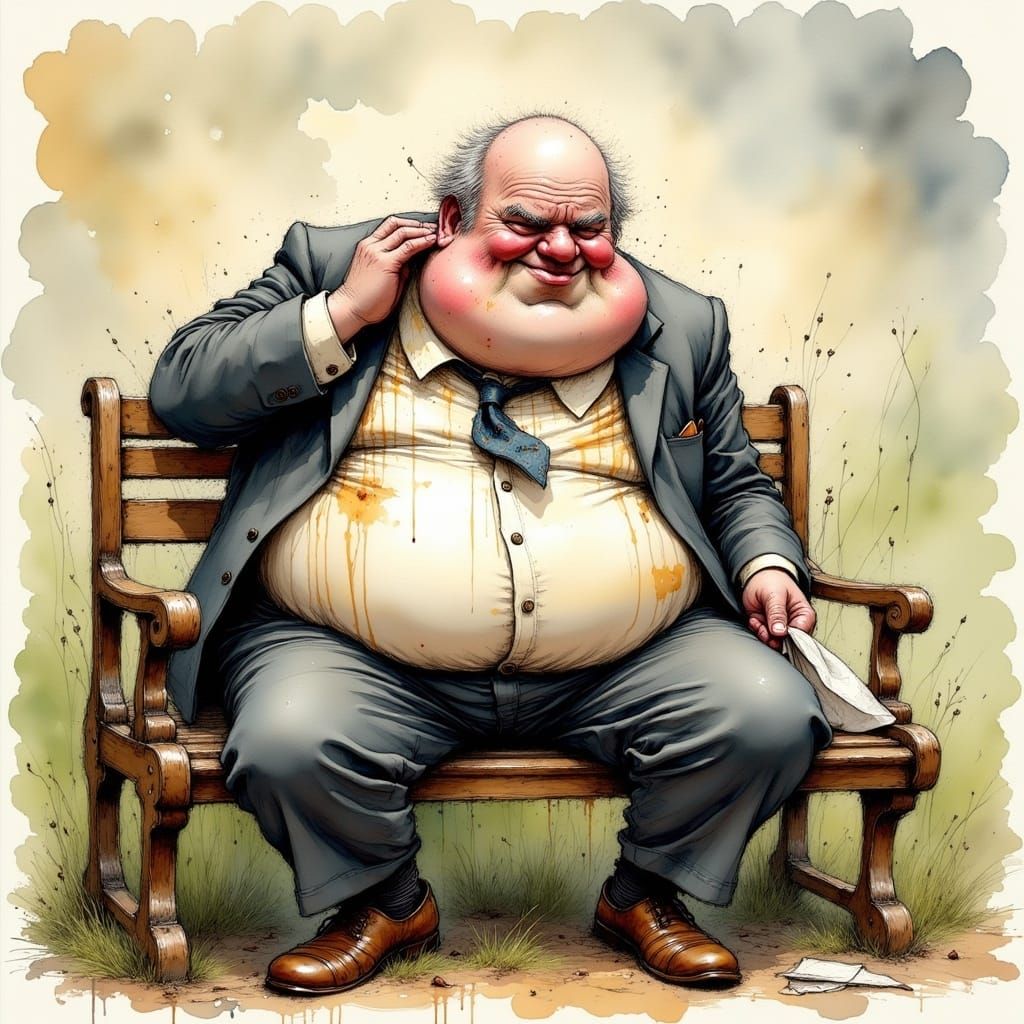 Sweaty Gentleman in Disheveled Business Attire