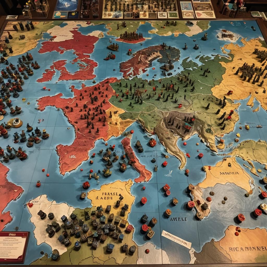 Real-Life Risk Game Reenactment as Matte Painting