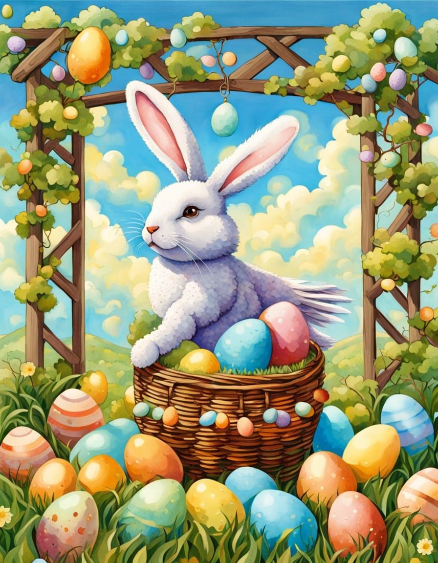 Surreal Vineyard Scene in Watercolor Style