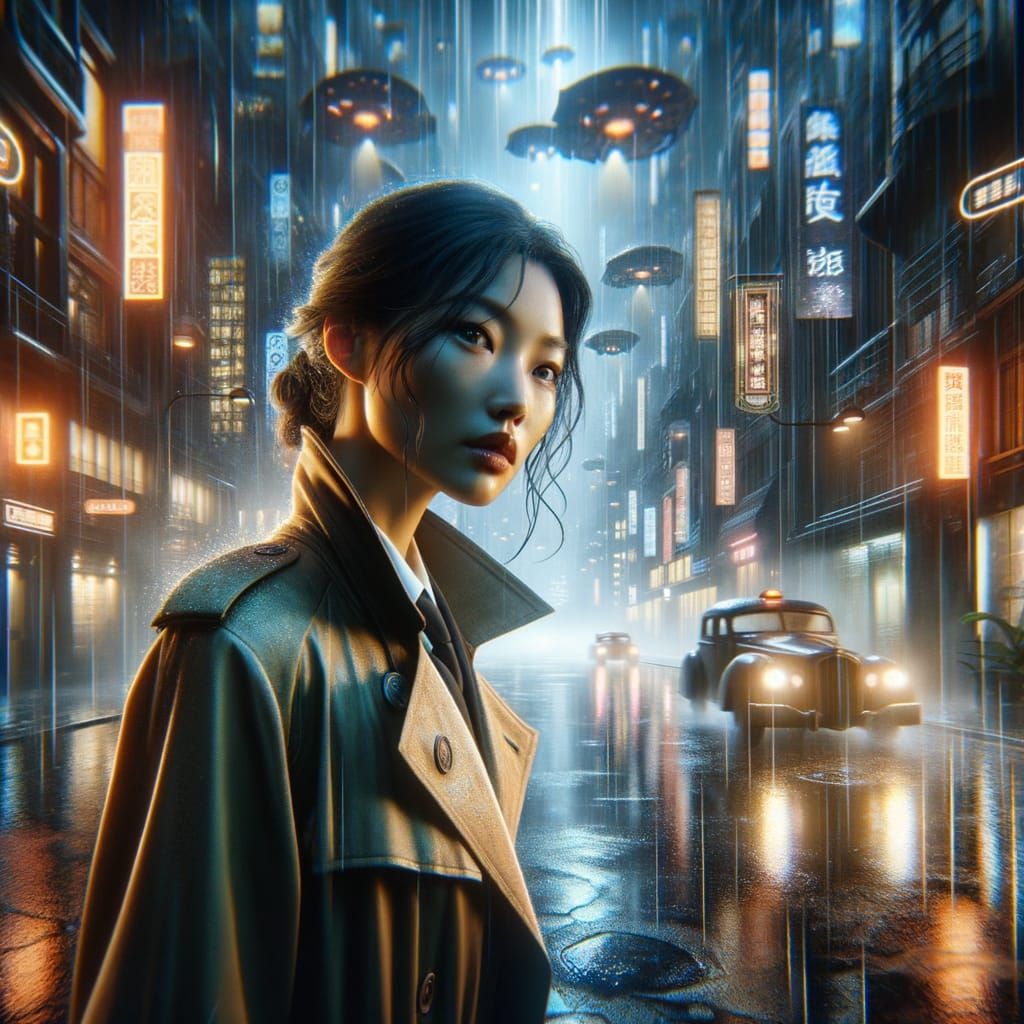 Futuristic Detective in Neon City