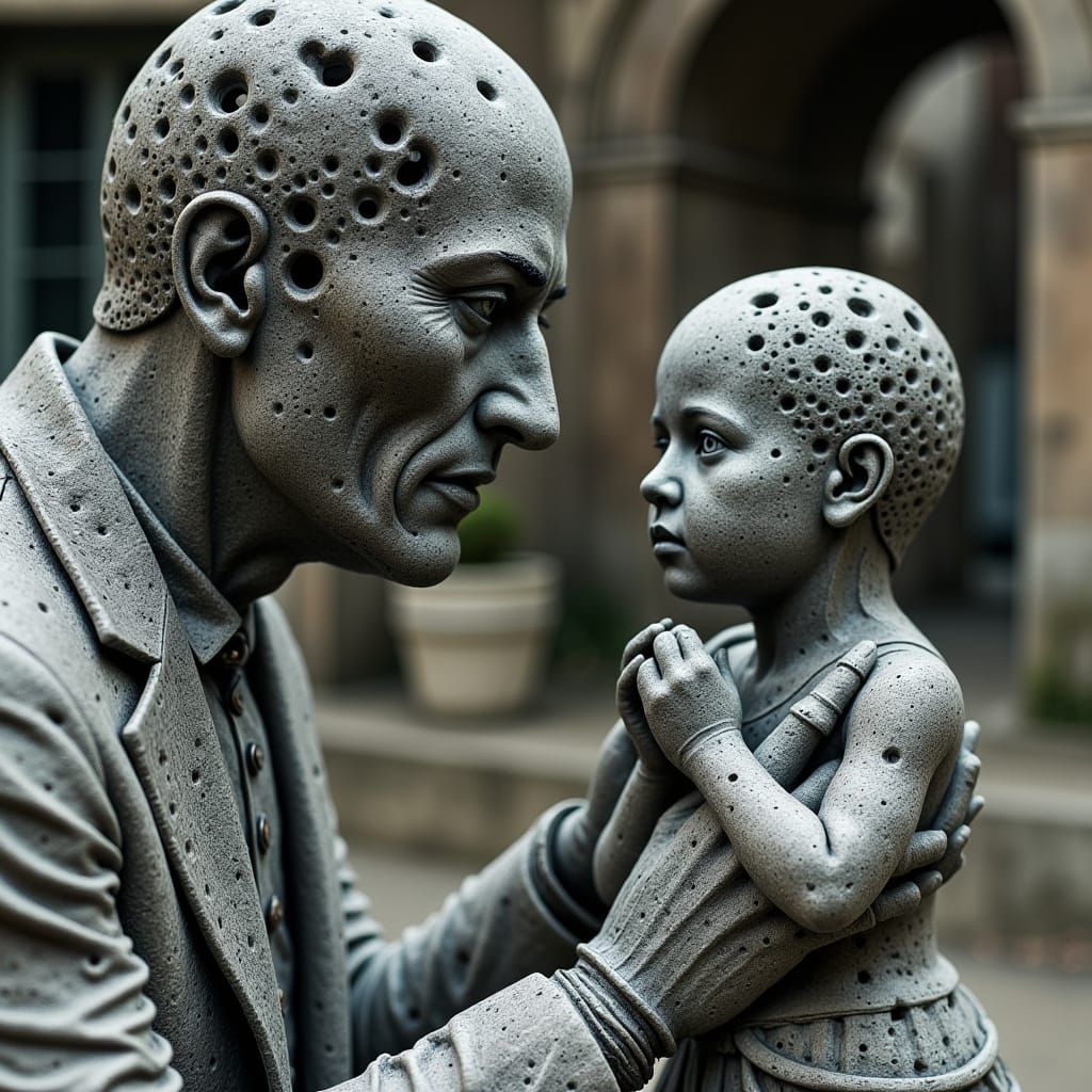 Paternal Figure Contemplates Industrial Youth