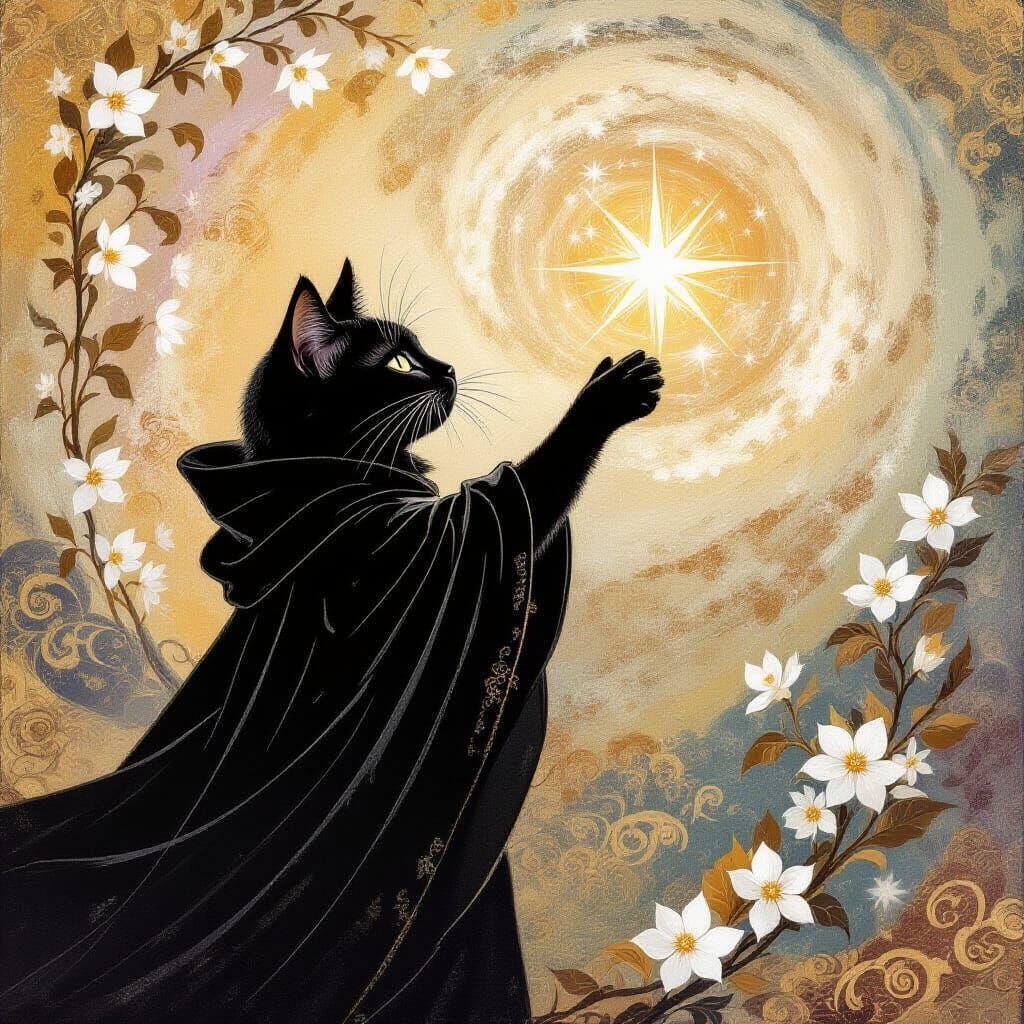 Celestial Cat in Baroque Style