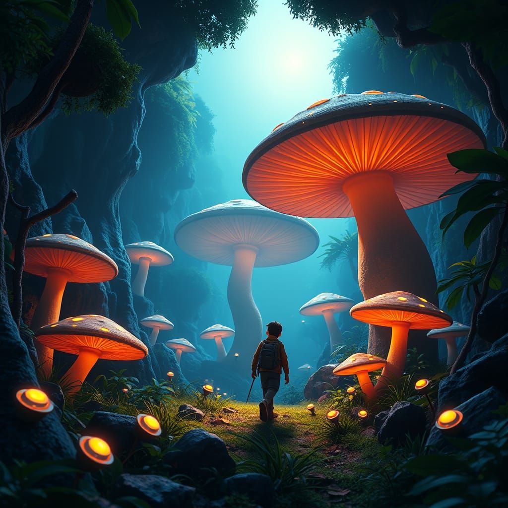 Glowing Valley of Wonder in Vibrant Pixar Style