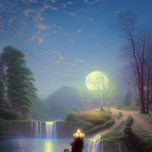 Ethereal Alabaster Figure in Library, Oil Painting