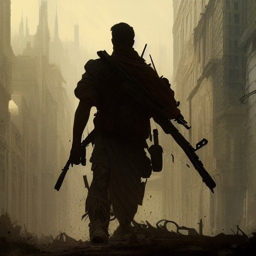 Lone Soldier in Dark Fantasy Style