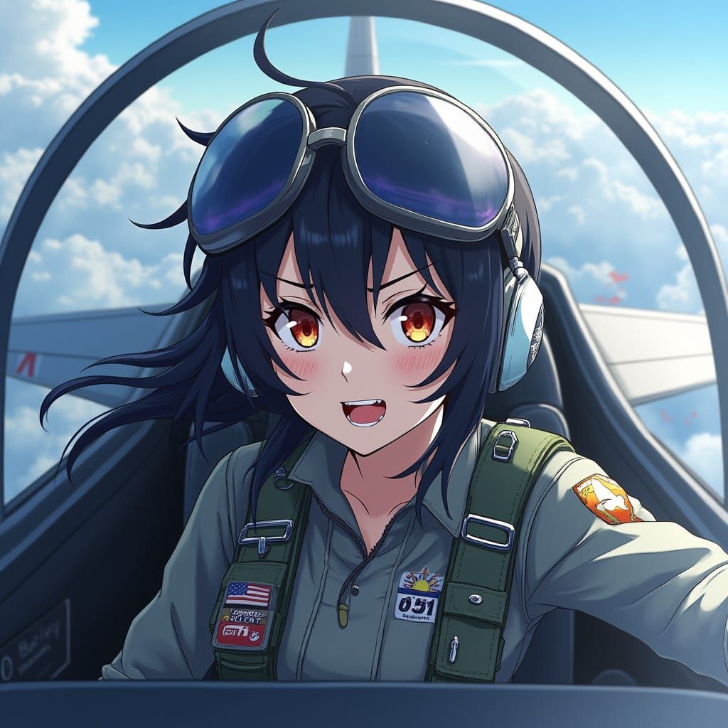 Anime Heroine Pilot Fights with Fury in F-14 Tomcat Cockpit