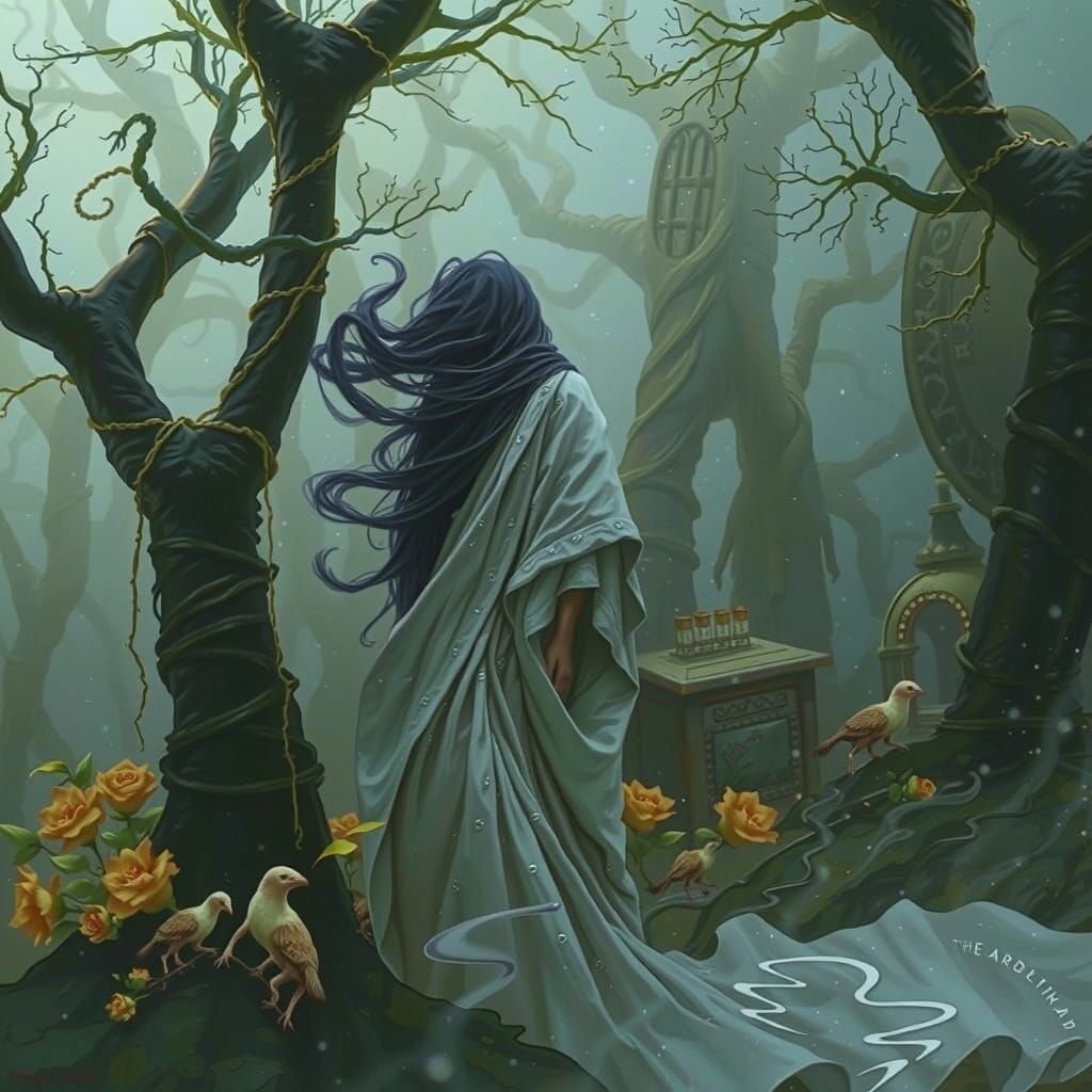 Mystic Being in Swirling Vortex, Surreal Landscapes