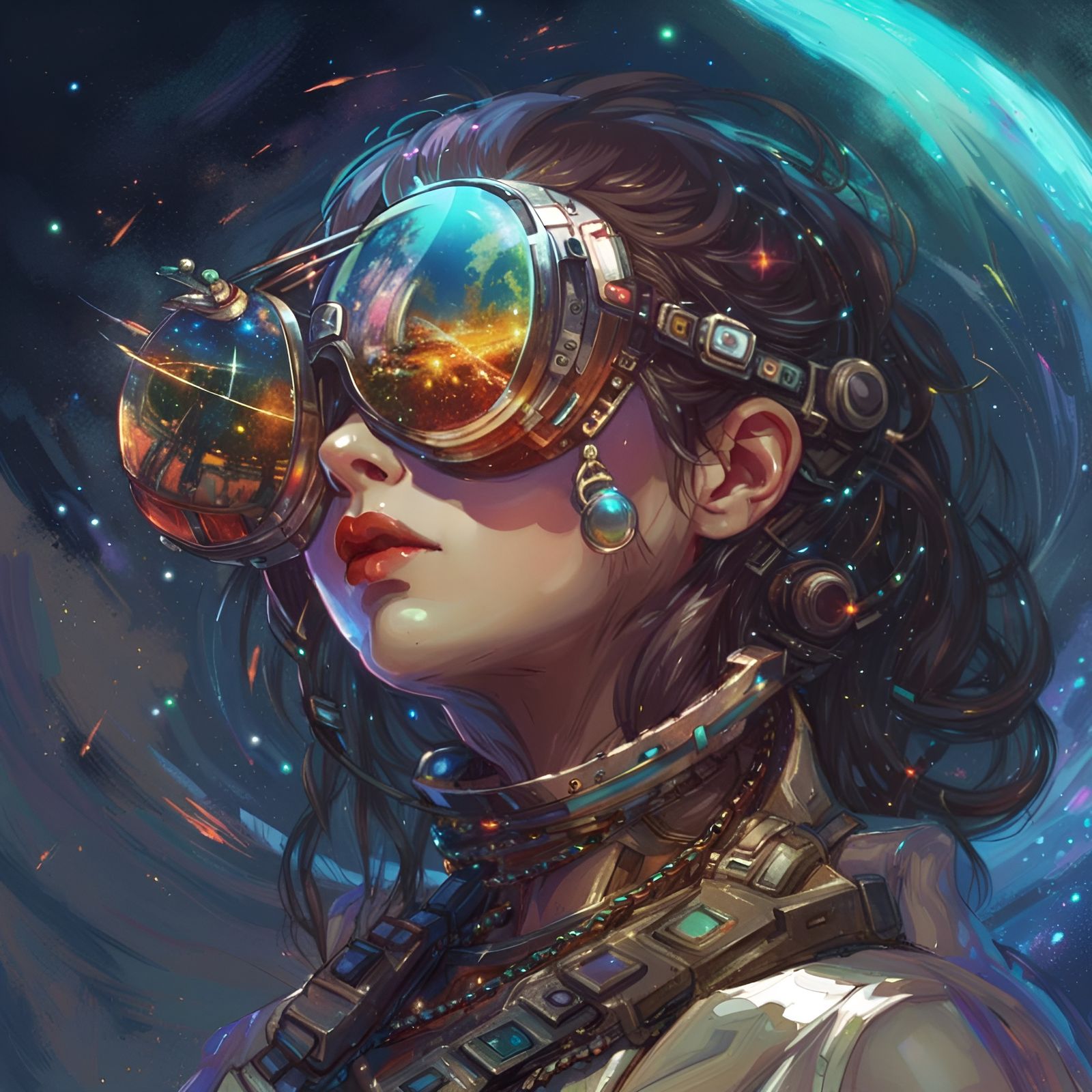 Sci-Fi Sunglasses in Space, Glitchy Art