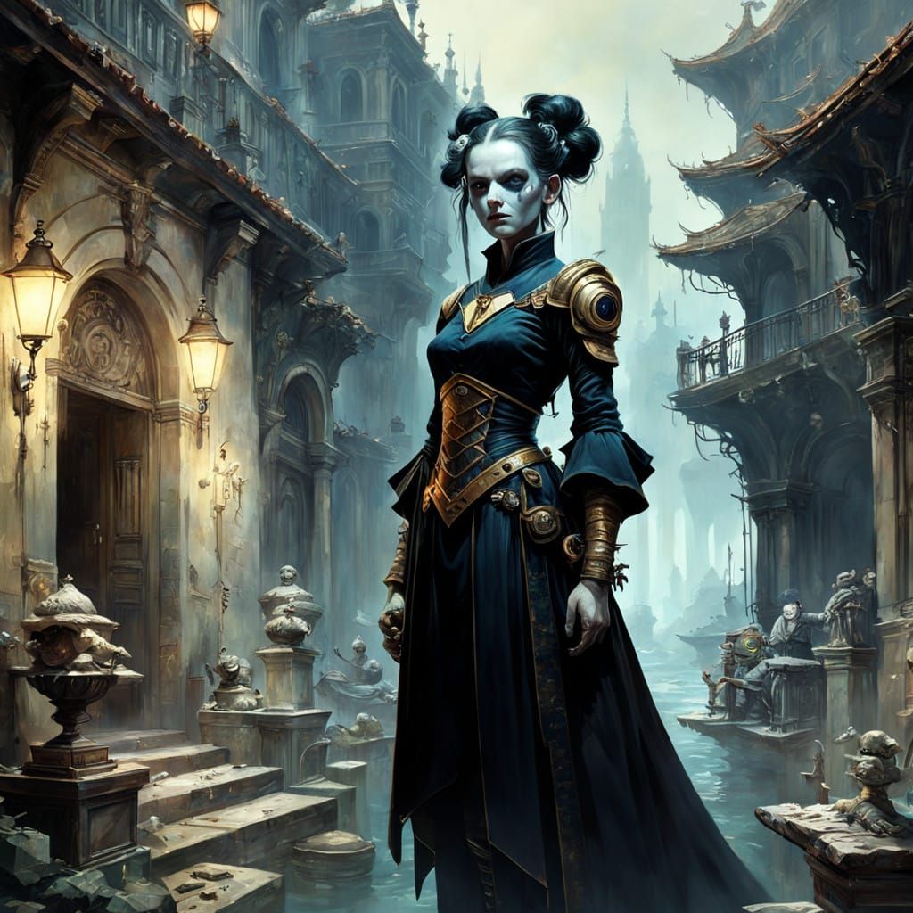 Dark Fantasy Scene in Oil Painting Style