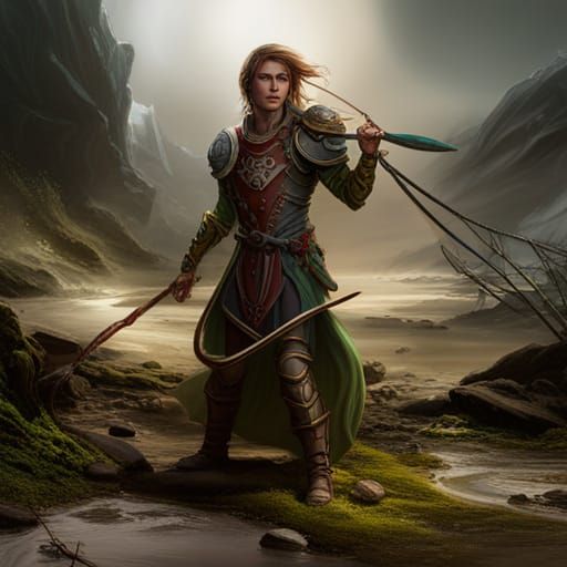 Warrior with Rope Dart: Detailed Matte Painting