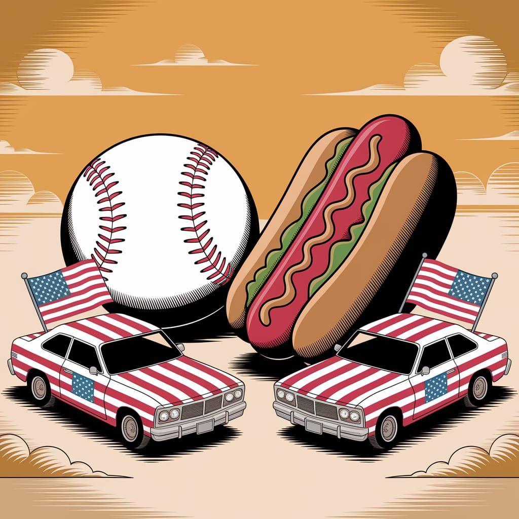 Patriotic Baseball and Hot Dog Dreamscape