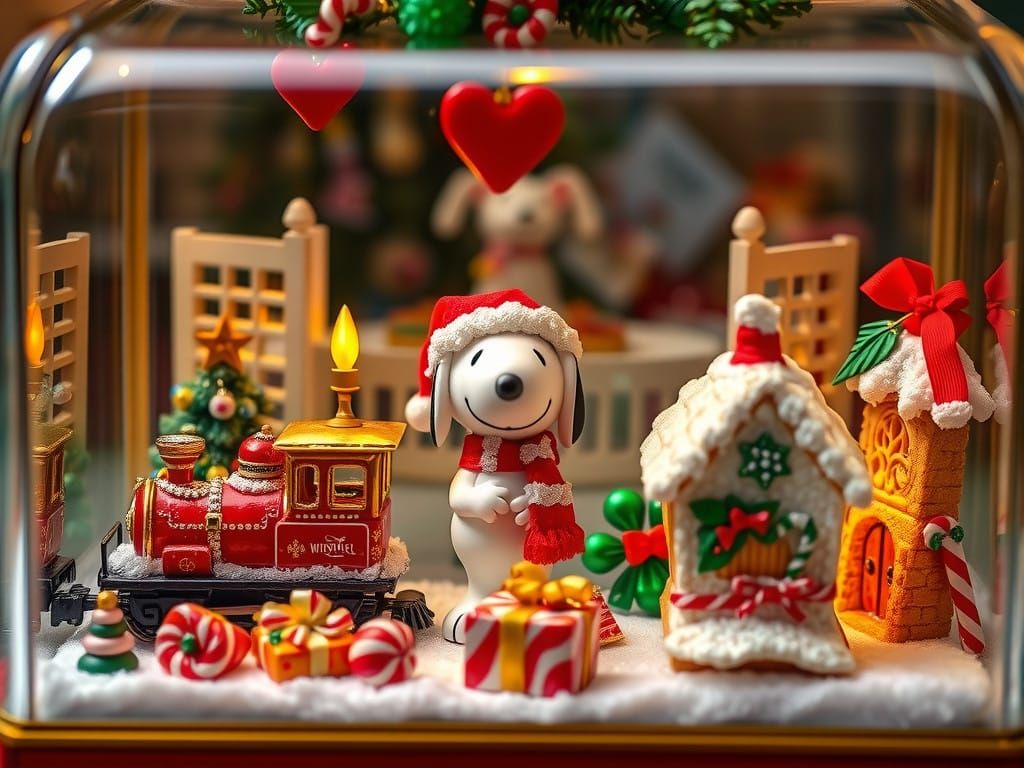 Victorian-Era Christmas Scene in a Glass Jewelry Box