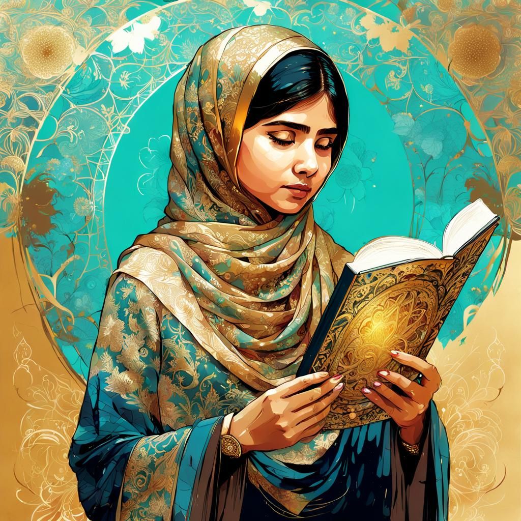 Malala Yousafzai with Jasmine in Digital Painting