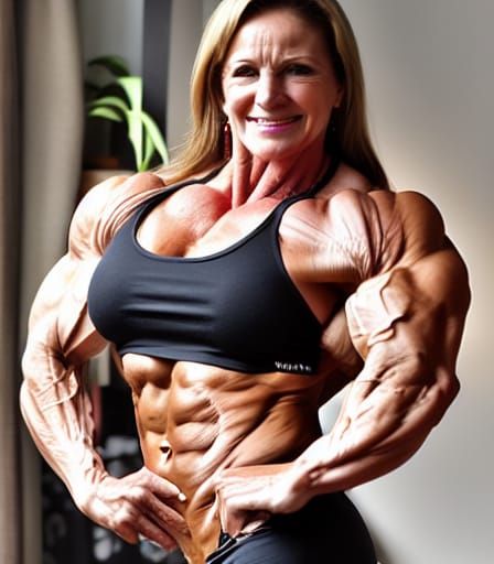 Muscular Female Bodybuilder with Ripped Physique