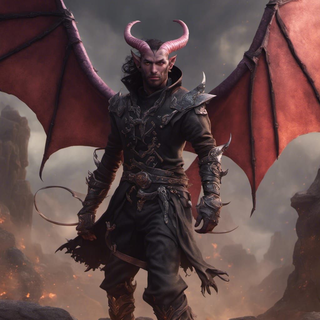 Tiefling Rogue Character Art in Detailed Matte Painting