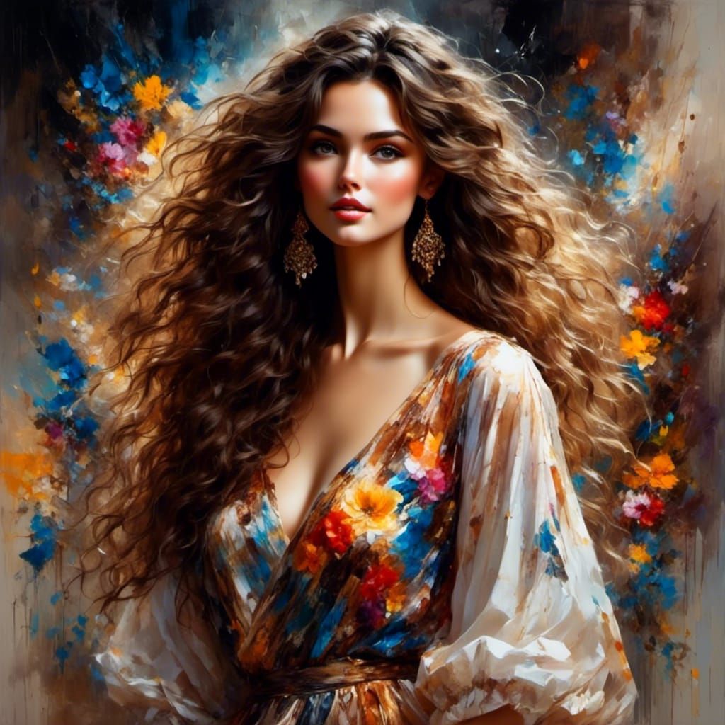 Portrait of a Beautiful Young Woman with Brush Strokes