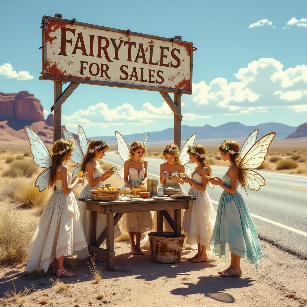 Fairies Selling Fairytales on Desert Highway