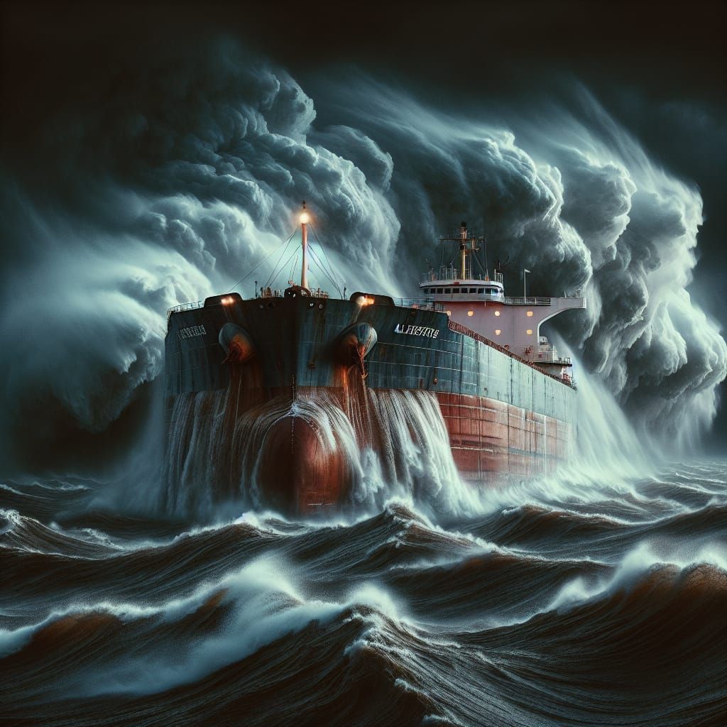 Great Lakes Freighter Battles Stormy Lake Superior Waves