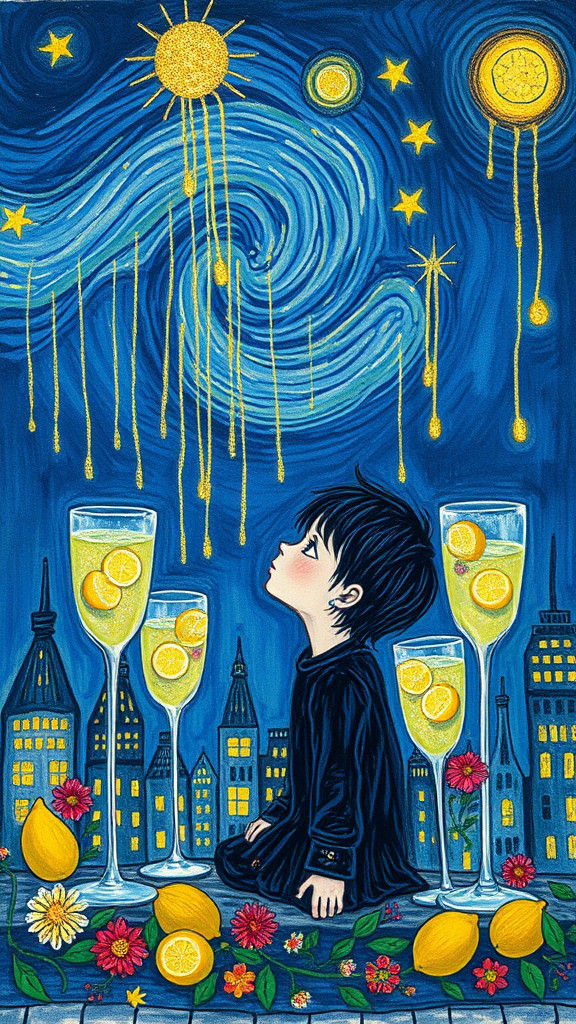 Cosmic Lemonade City: A Child's Crayon Dream