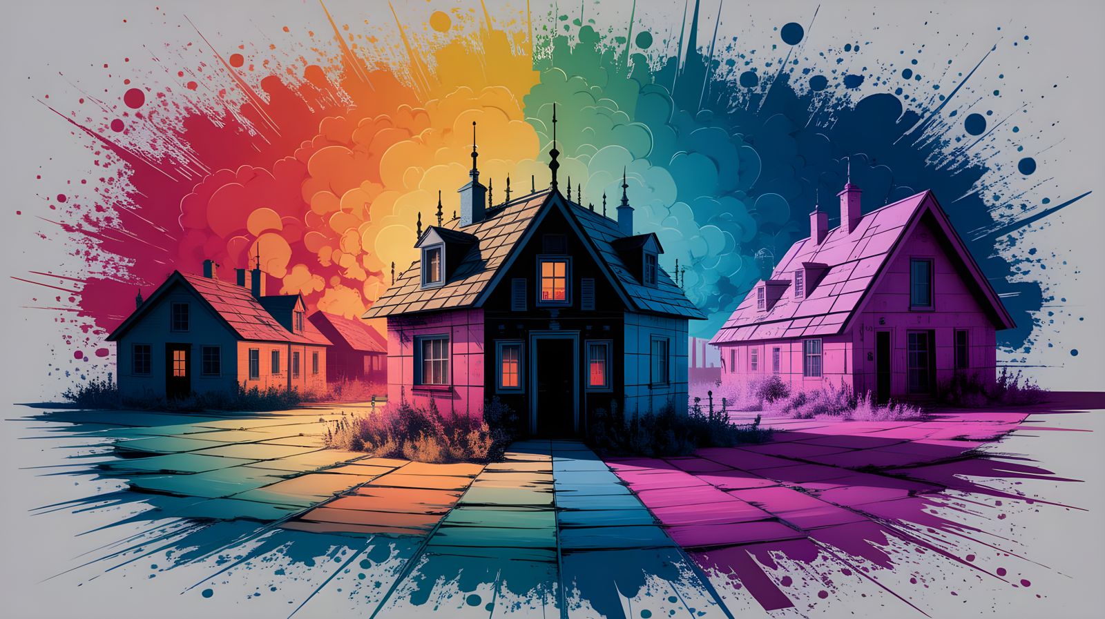 Vibrant Electronic Village in Warm Light