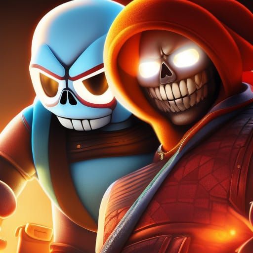 Sans and Papyrus Undertale Portrait in Sharp Focus