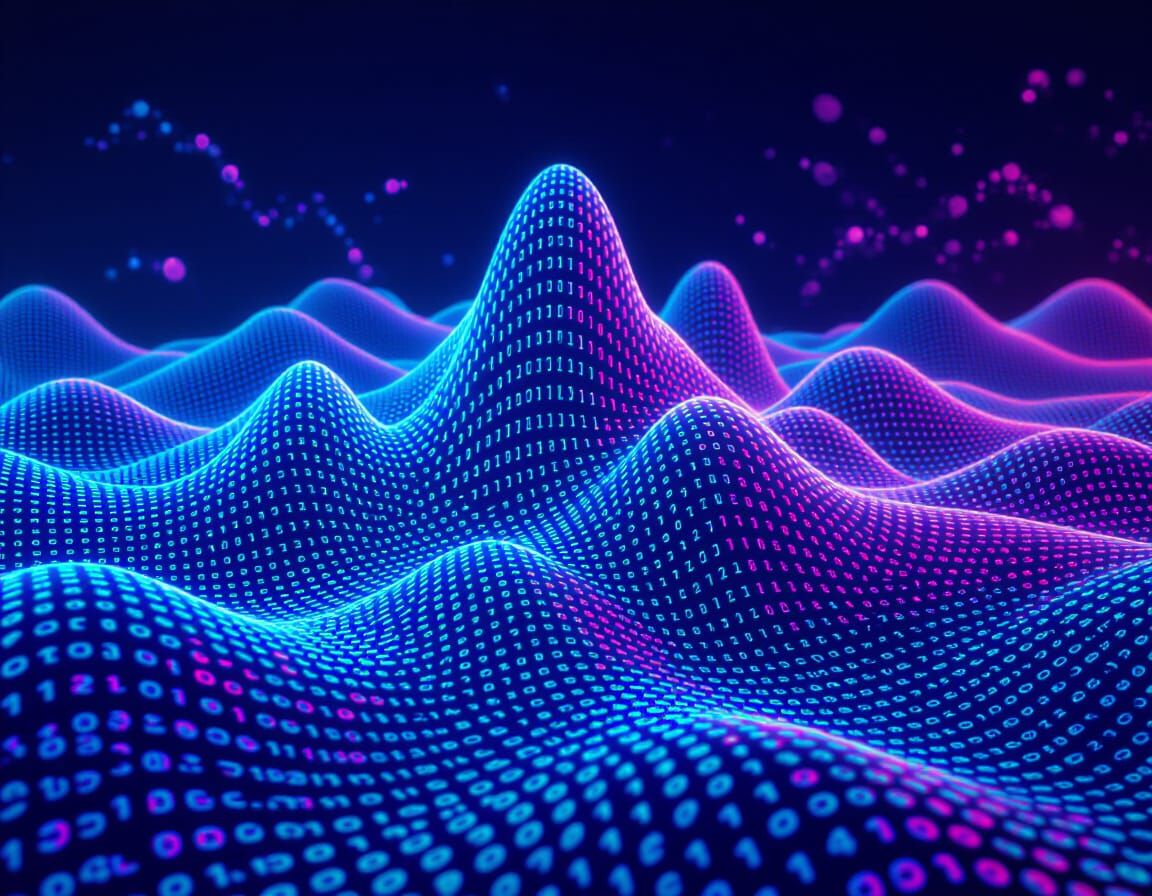 Translucent Scalar Wave Machine in Synthwave Style