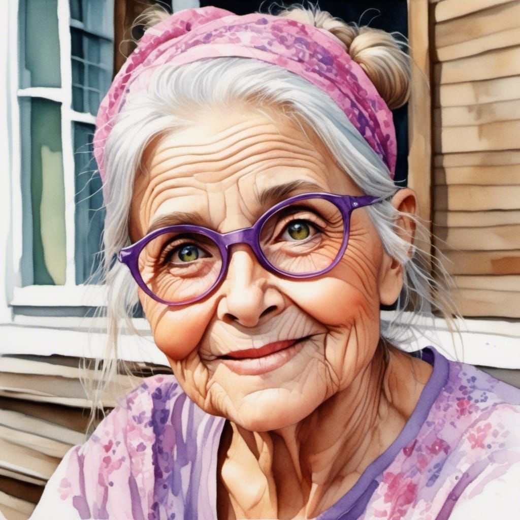 Elderly Woman Portrait with Luminous Eyes