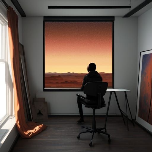 Martian Artist's Studio Overlooking Red Plains
