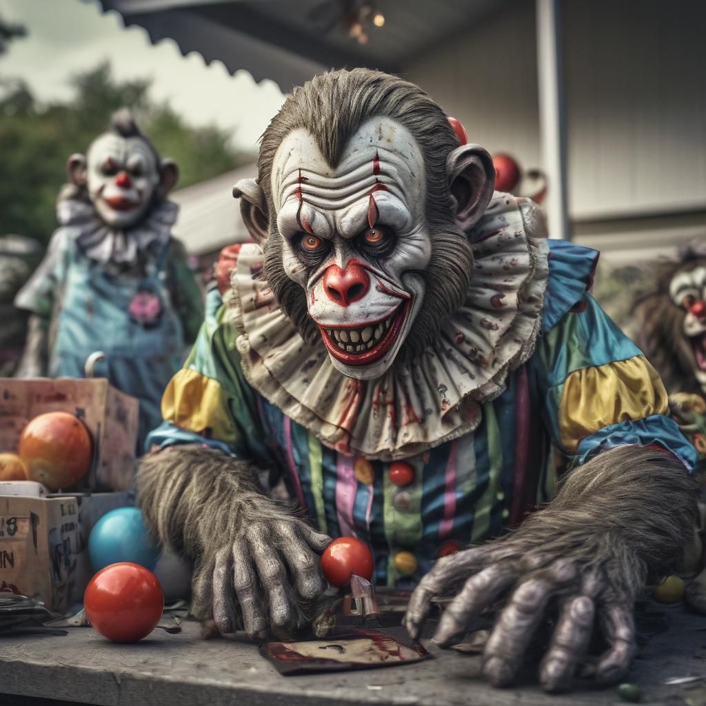 Zombie Monkey Monster Clown Yard Sale in HDR