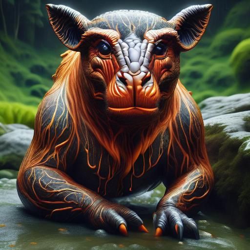 Anthropomorphic Potato Screaming in a Psychedelic Landscape