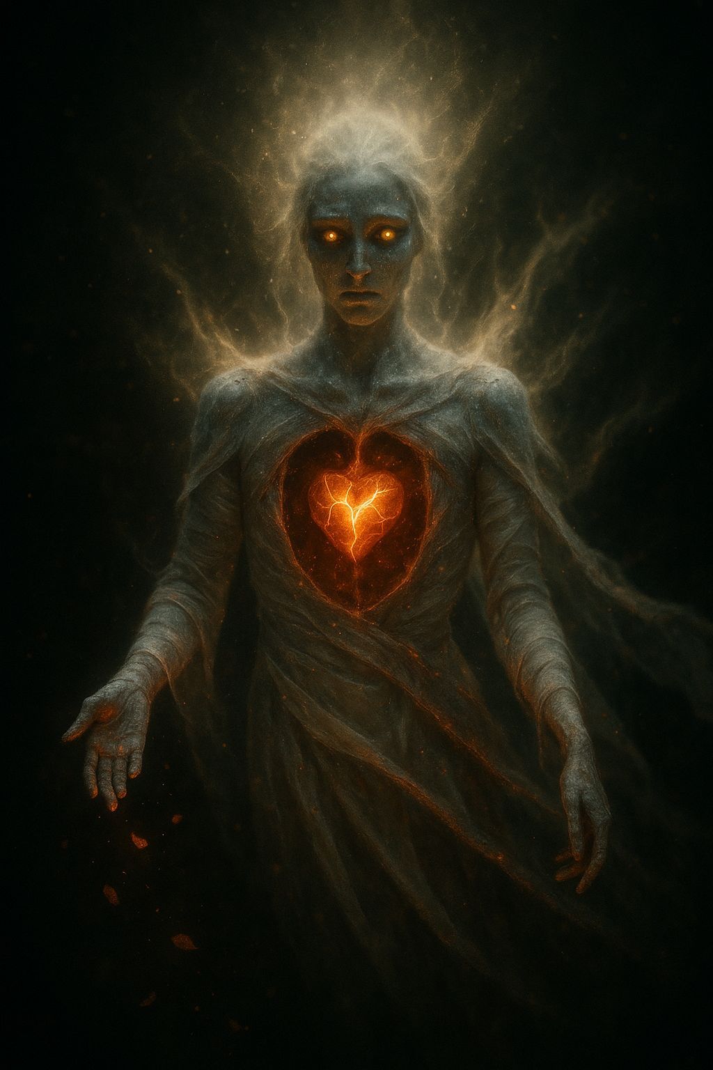 Radiant Heart-Giver in Ethereal Horror Style