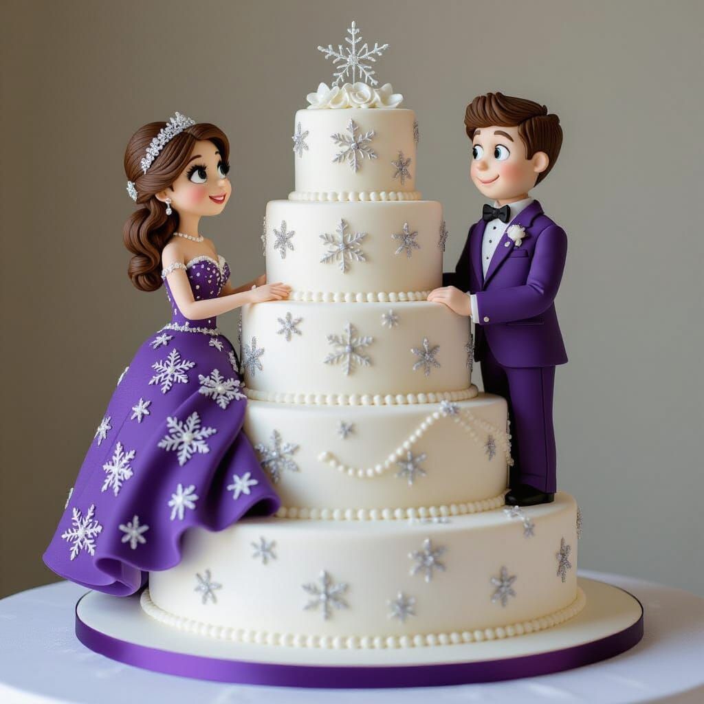 Elegant Prom Cake with Fondant Couple