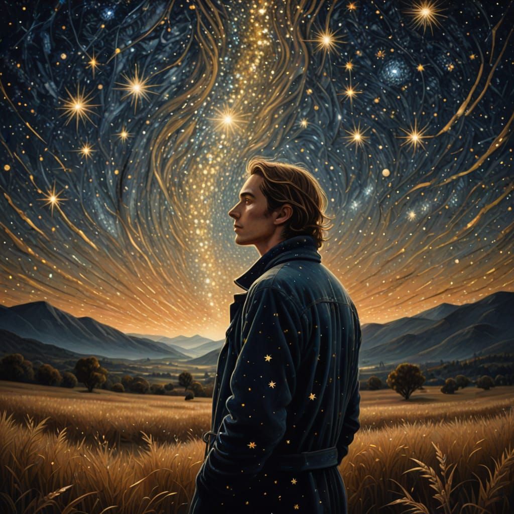 Ethereal Portrait: Person Under a Starry Sky