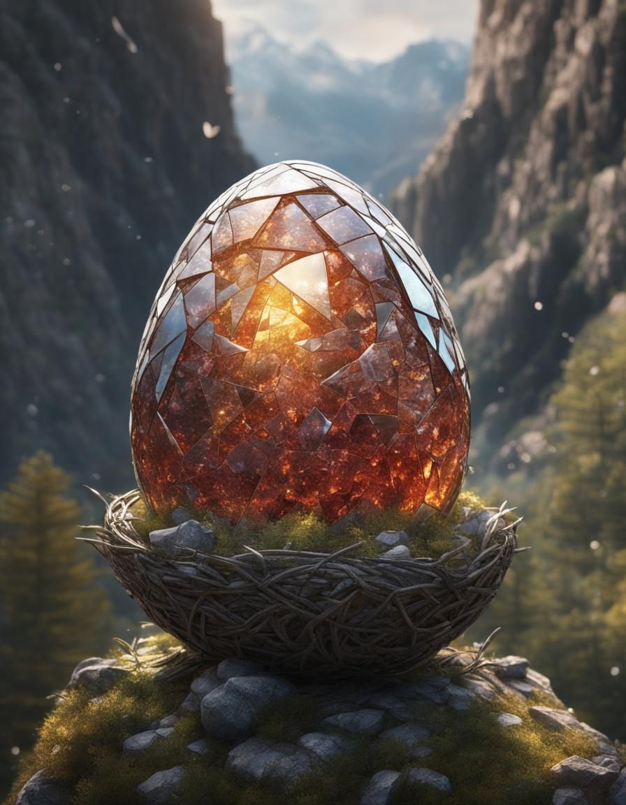 crystal egg in a bird's nest