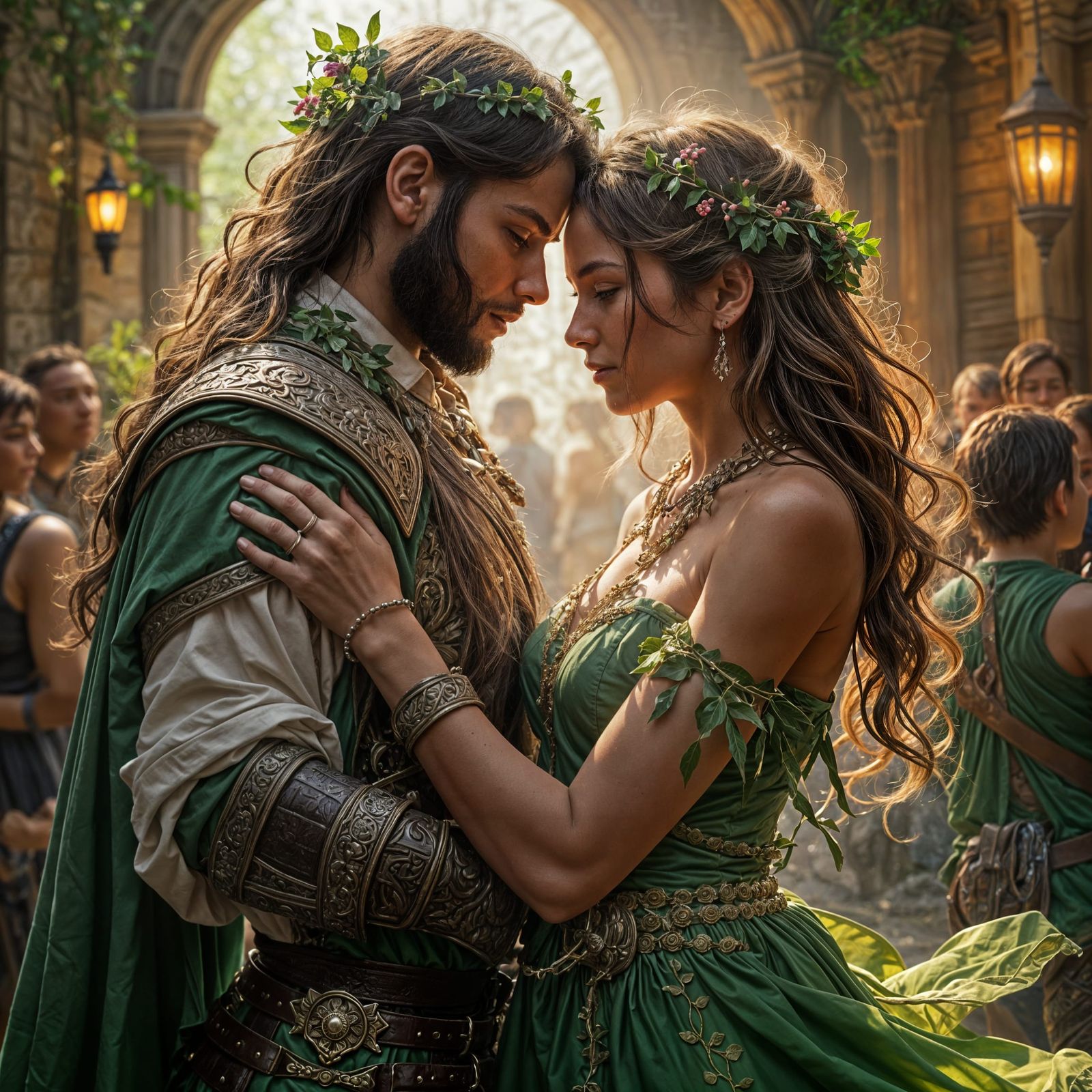 Romantic Tavern Scene in Hyperrealistic Style