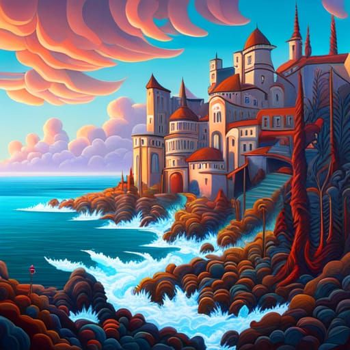 Surreal Landscape in Pop Art Style