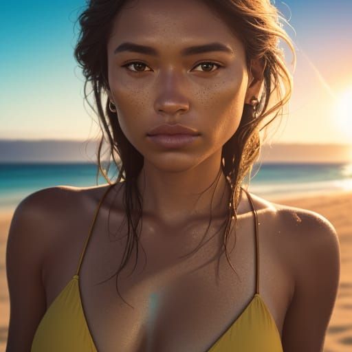 Woman in Bikini Portrait, Macro Photography Style