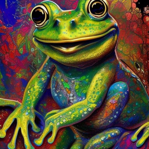 Whimsical Frog in Impressionist Gouache Style