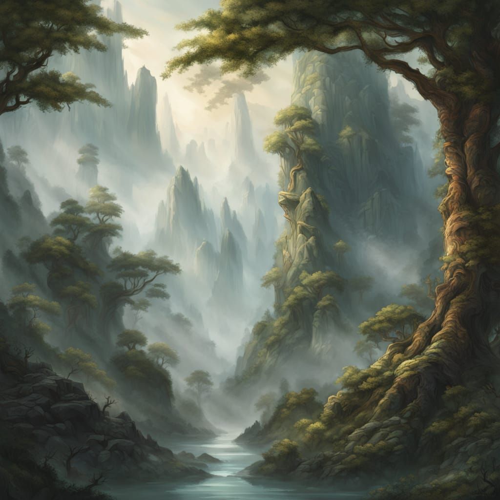 Misty Mountain Forest Concept Art