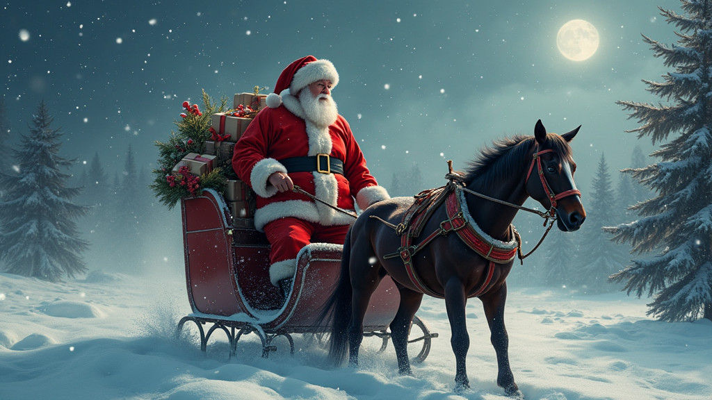 Santa Claus on Sleigh: Pop Art Screen Print