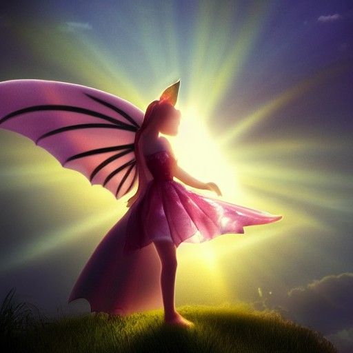Ethereal Fairy with Dragon in Divine Sunlight