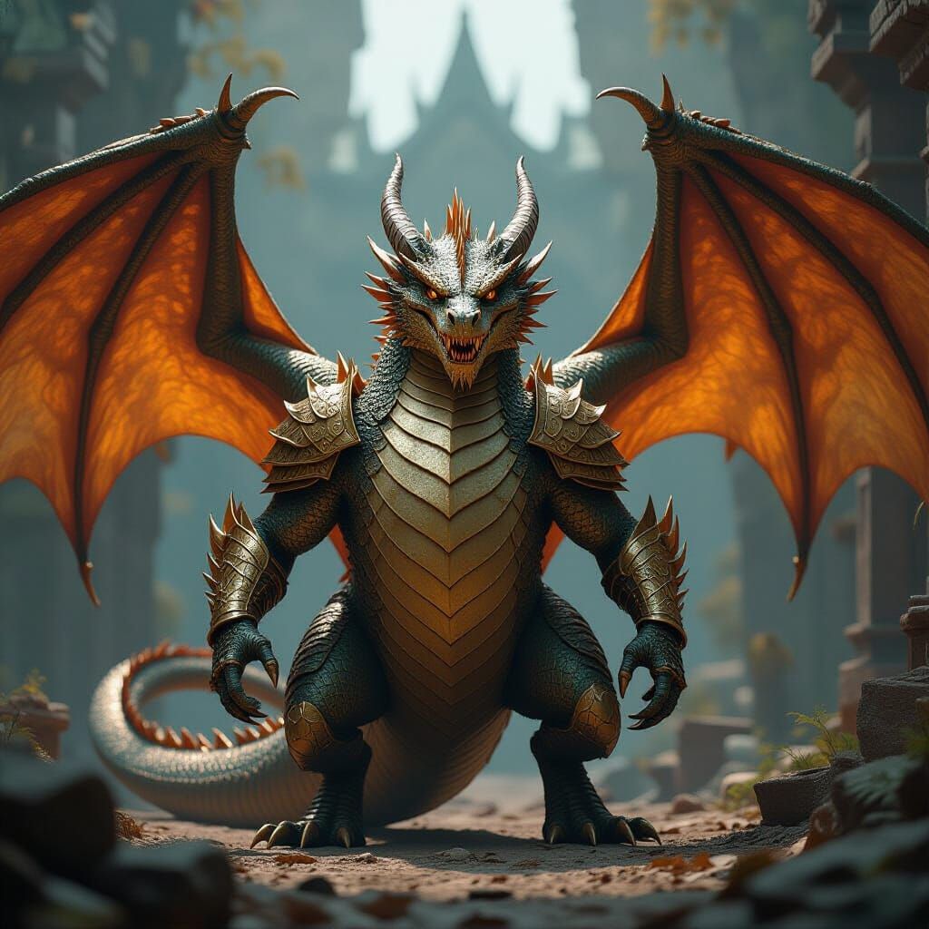 Smaug the Dragon Guarding Manastirit in Photorealistic Style