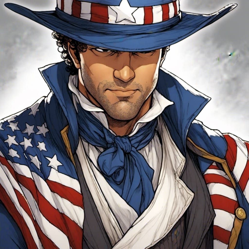 portrait of <lora:My face:1.0> as a Uncle Sam's Brother Jack by artist "anime", Anime Key Visual, Japanese Manga, Pixiv,...