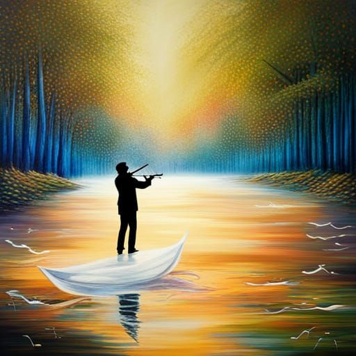 Musician Conducting Nature in Abstract Harmony