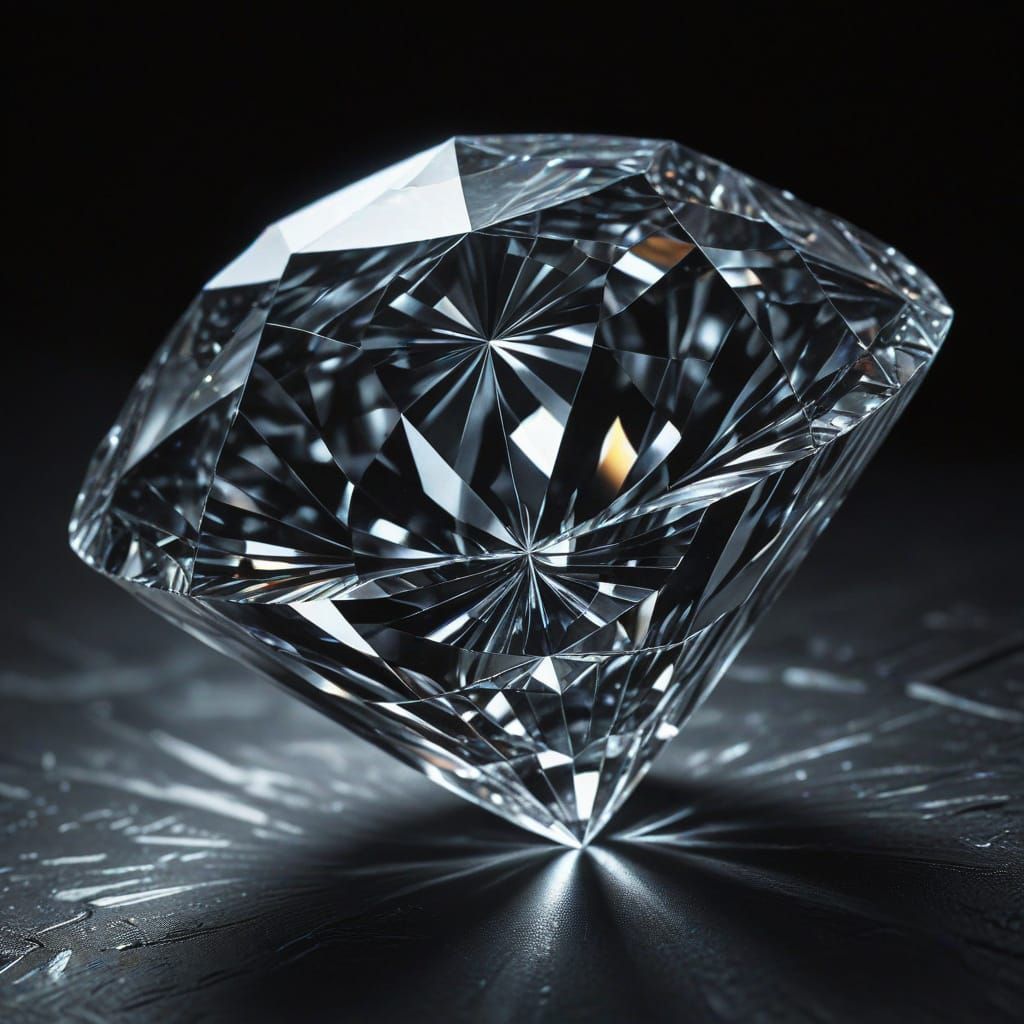 Hyperdetailed Charcoal Drawing of a Large Diamond