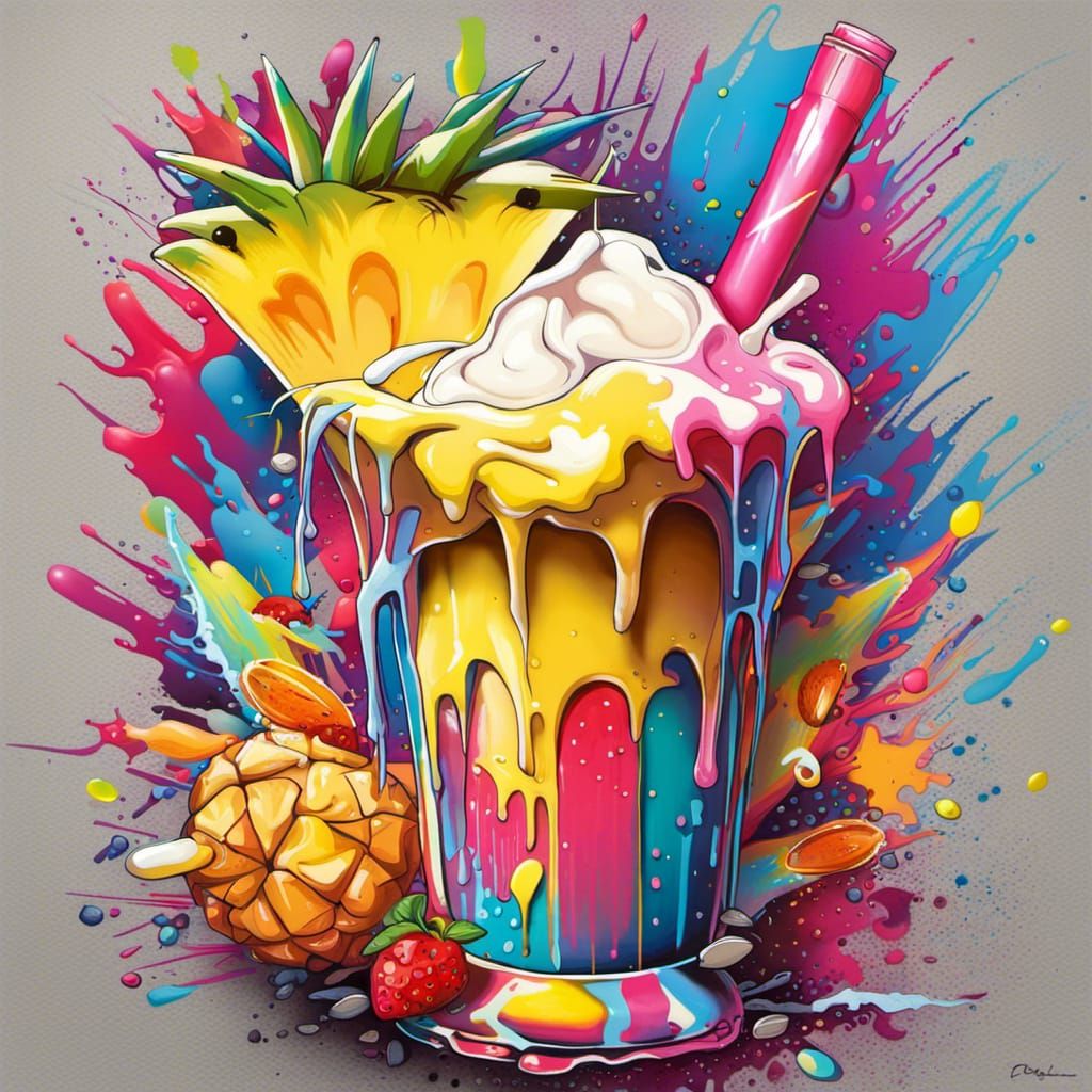 Pina Colada in Graffiti Splash Art Style