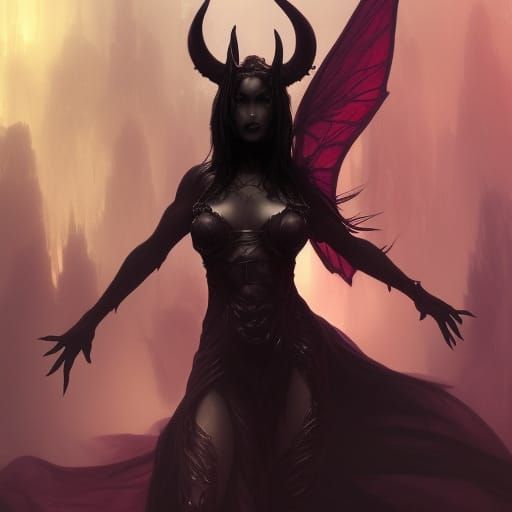 Detailed Demon Portrait in Dark Fantasy Style